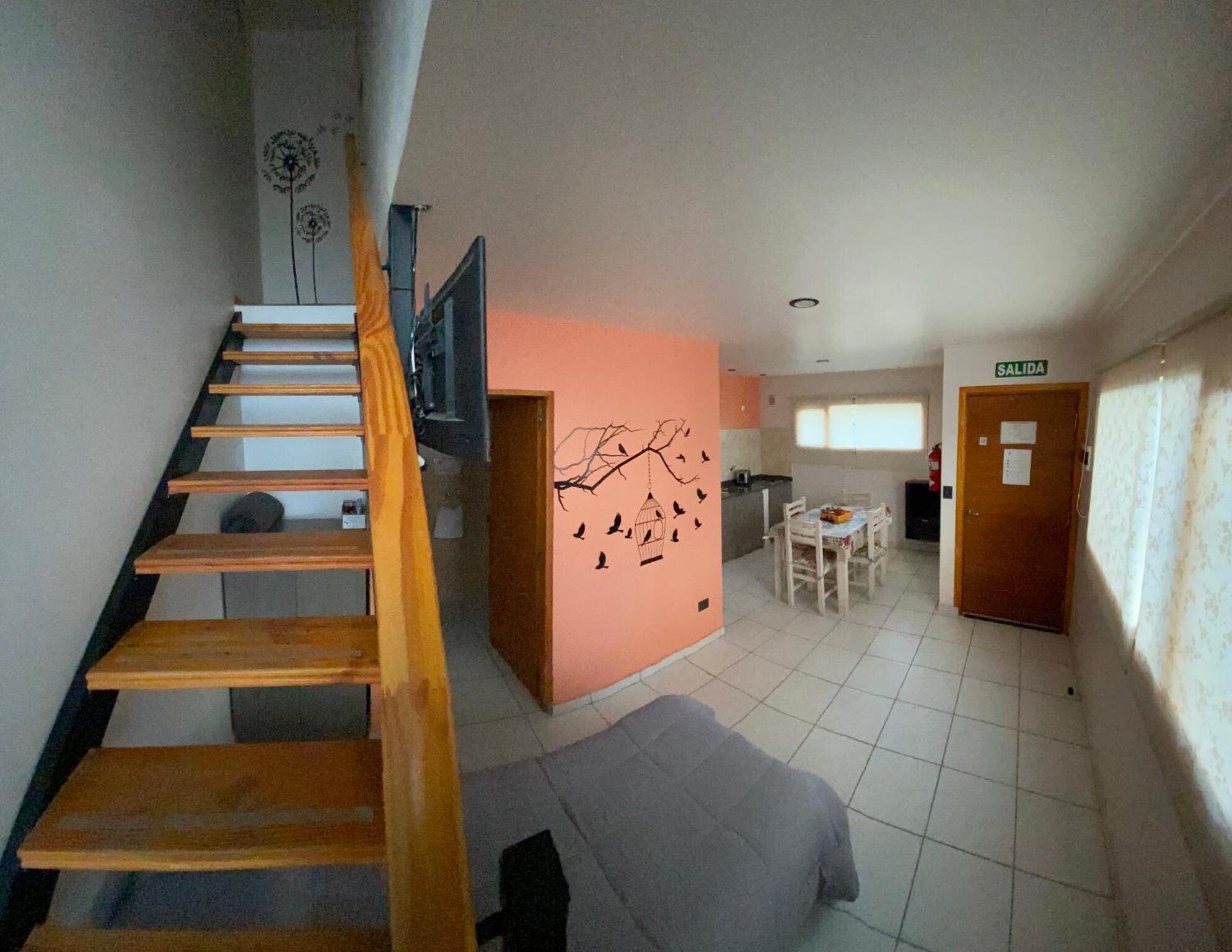 The living room and stairs